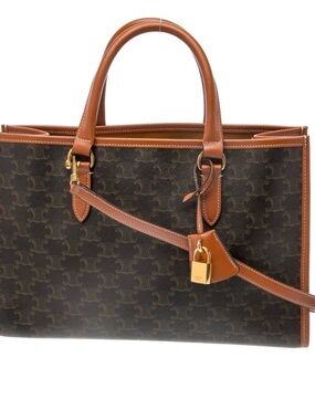 Celine Women's Mini Horizontal Cabas in Triomphe Canvas and Calfskin Leather